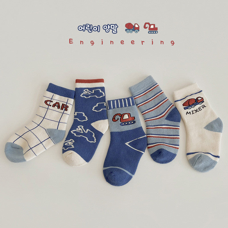 Children's Socks Thickened Warm Plaid Bear Children's Wool