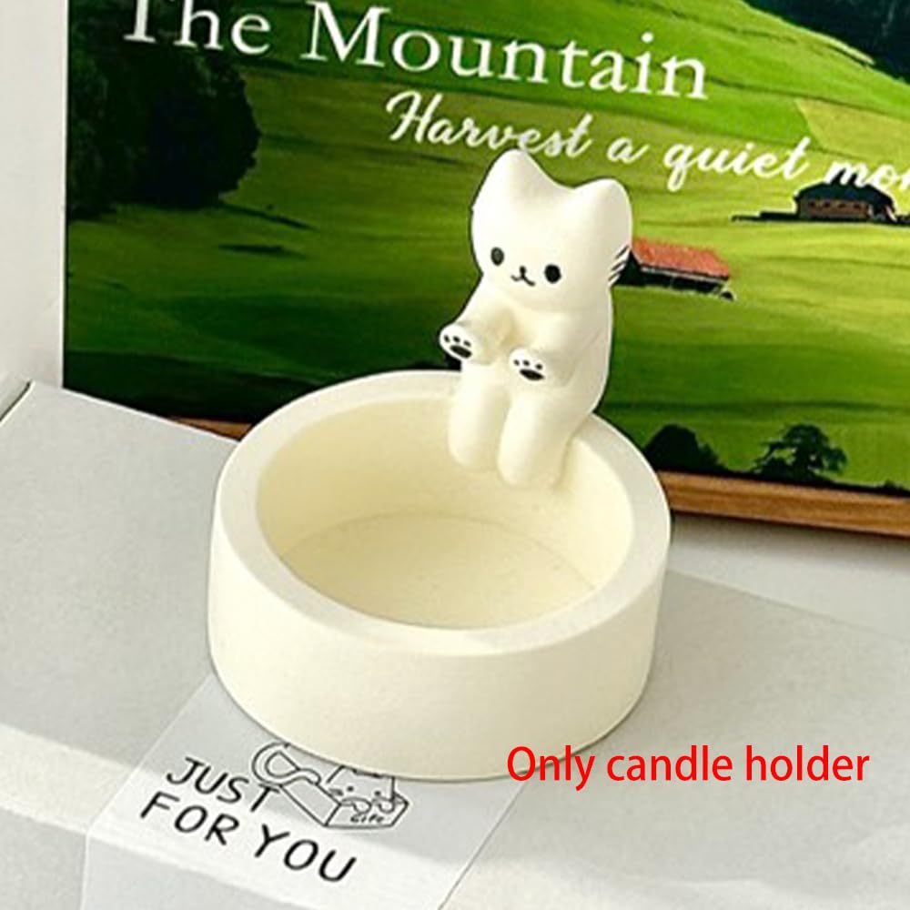 Cat Candlestick Holder Cute Kitten Candle Holder Creative Aromatherapy Candle Holder Home Desktop Decorative Ornaments