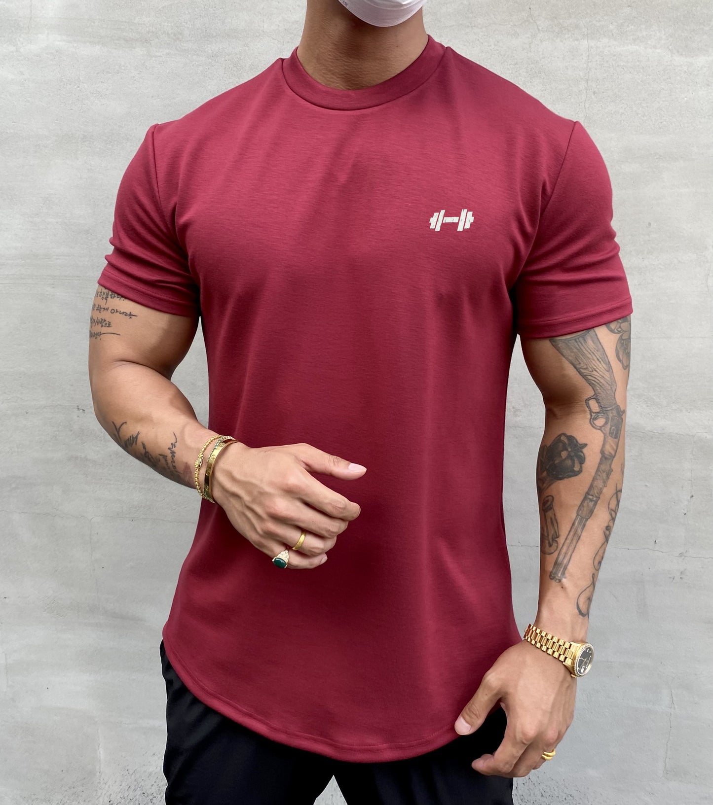 American Slim Fit Muscle Round Hem Short Sleeves