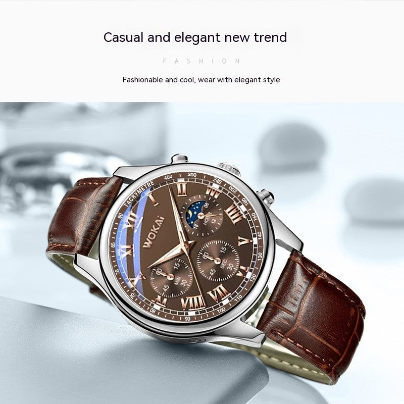 Quartz Sport Watch Casual Leather Belt Men's Watch