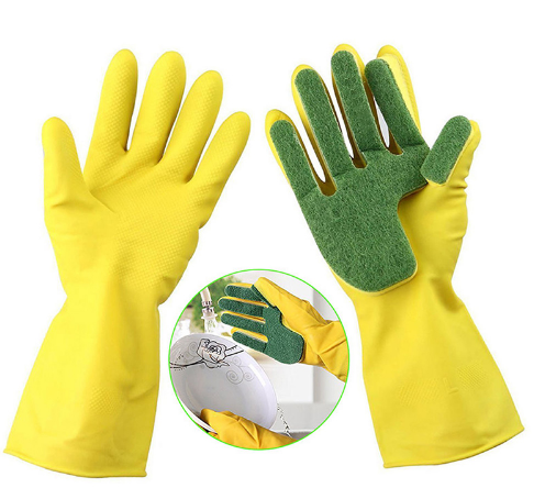 1 Pair Creative Home Washing Cleaning Gloves Garden Kitchen Dish Sponge Fingers Rubber Household Cleaning Gloves for Dishwashing