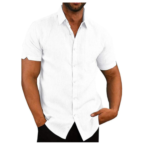 Lapel solid color short sleeve men's shirt