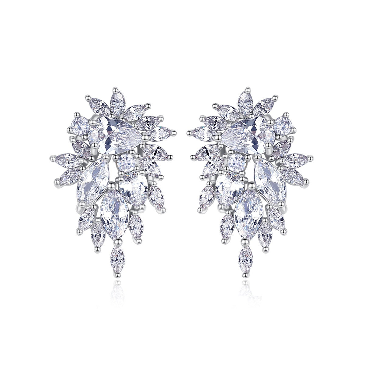 Electroplated Fashion Elegant Zircon Bridal Stud Earrings