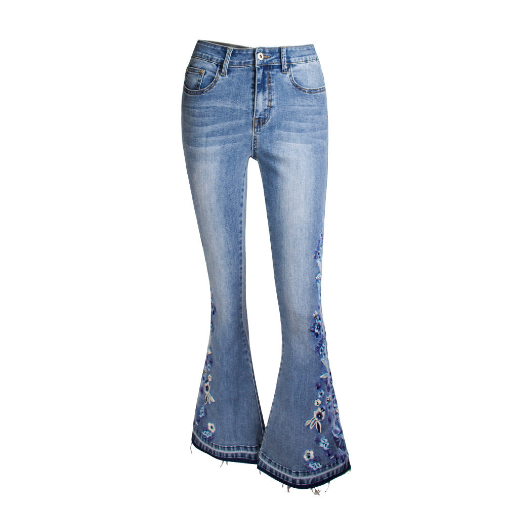 European And American Cross-border Women Denim Flared Pants