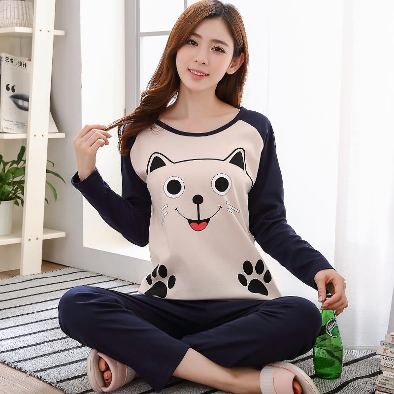 Cartoon Long Sleeve Pajamas Ladies Trousers Home Service Suit