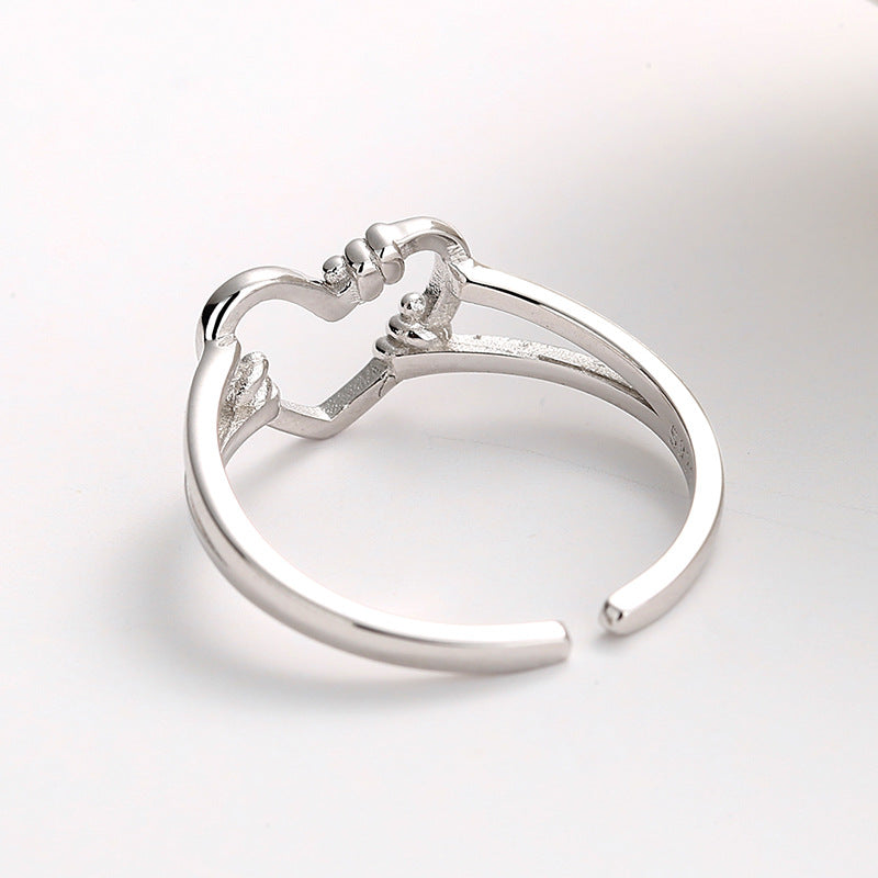 Love Ring Heart-Shaped Opening Sweet Hand Jewelry