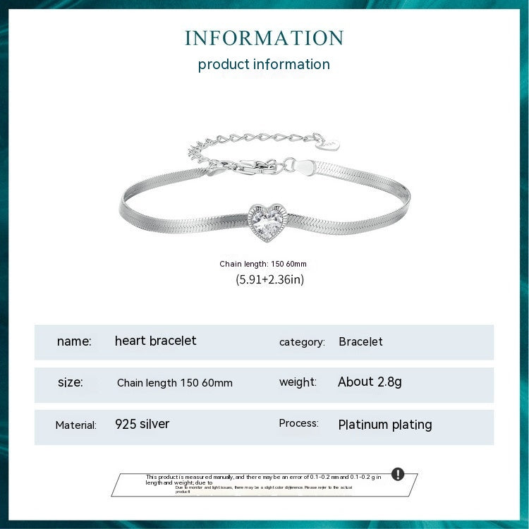 Shining Loving Heart Zircon Bracelet Simple And Light Luxury Advanced Sense