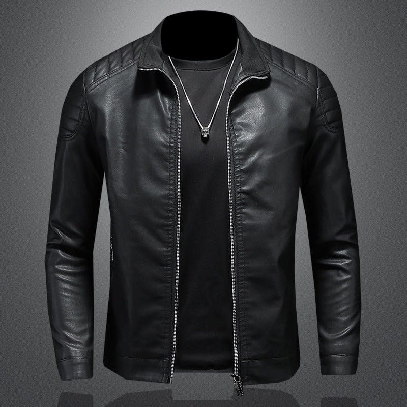 Men's Leather Motorcycle Jacket Thin Coat