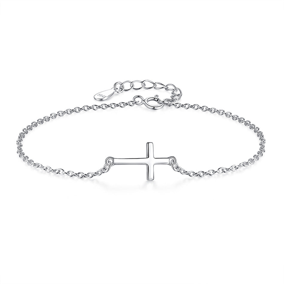 Sterling Silver Simple Cross S925 Bracelet