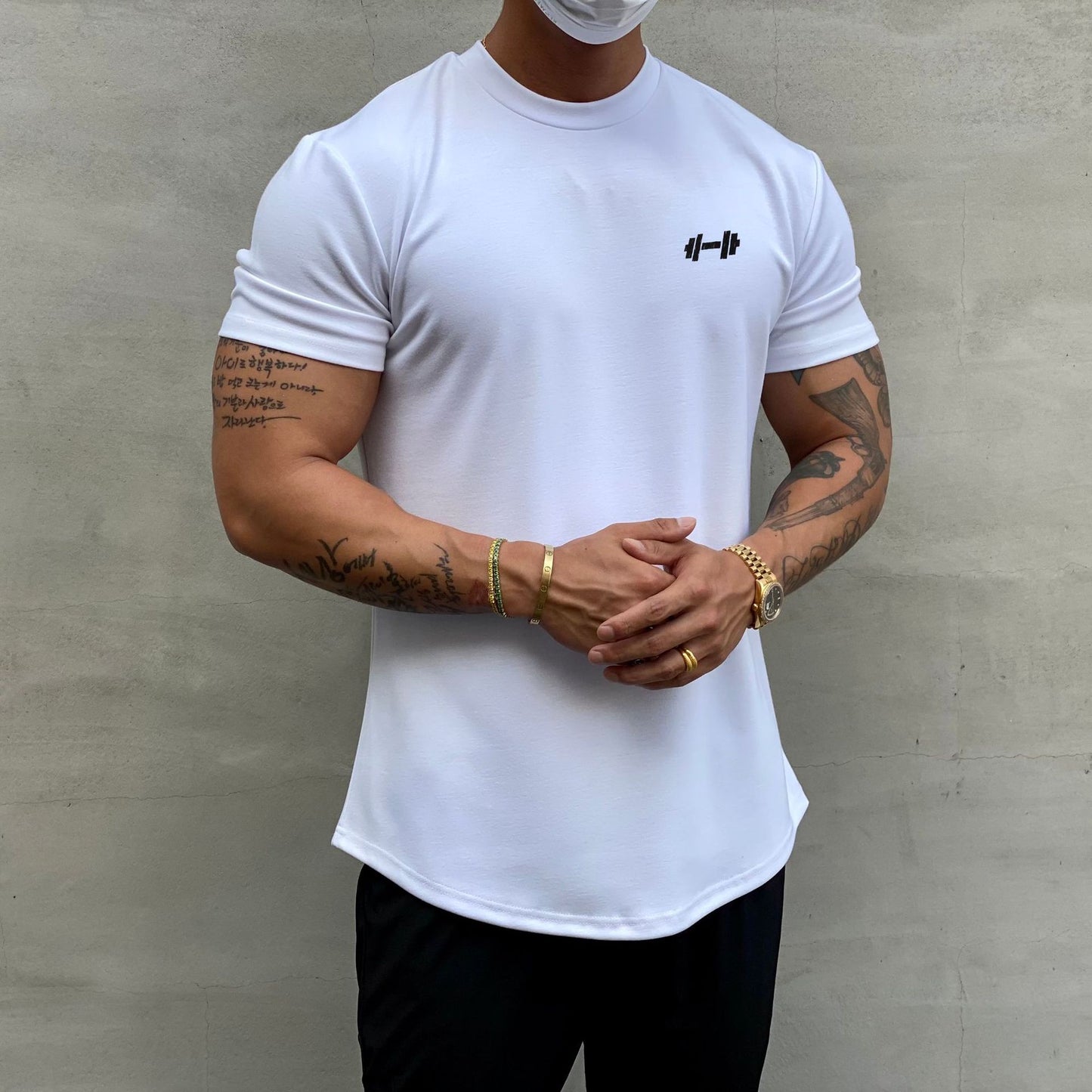 American Slim Fit Muscle Round Hem Short Sleeves