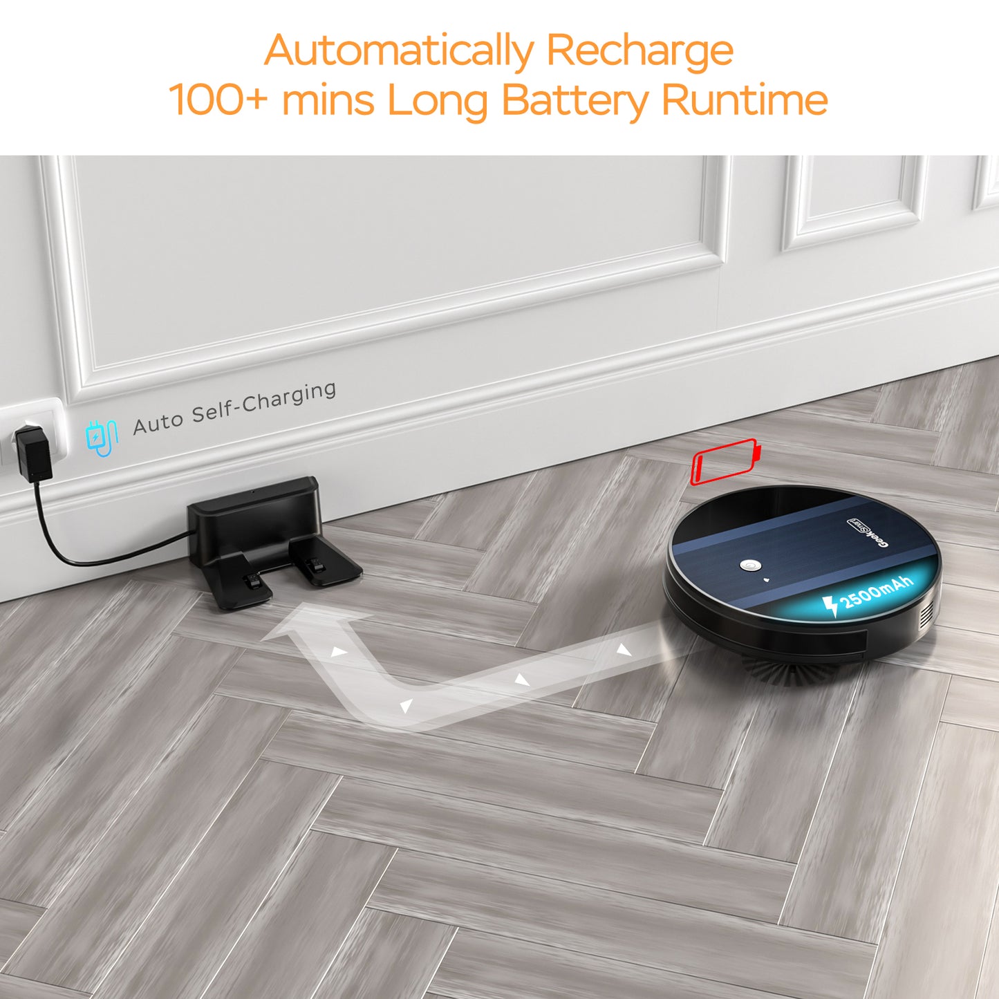 Geek Smart Robot Vacuum Cleaner G6 Plus, Ultra-Thin, 1800Pa, Great For Hard Floors To Carpets