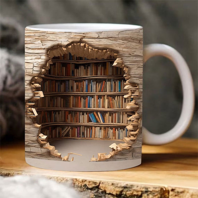 3D Bookshelf Mug Creative