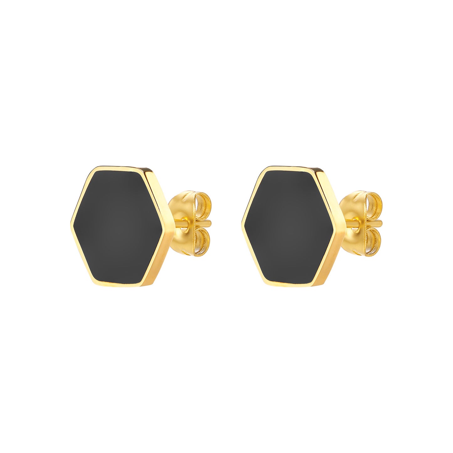 Women's Hexagonal Grease Black Studs