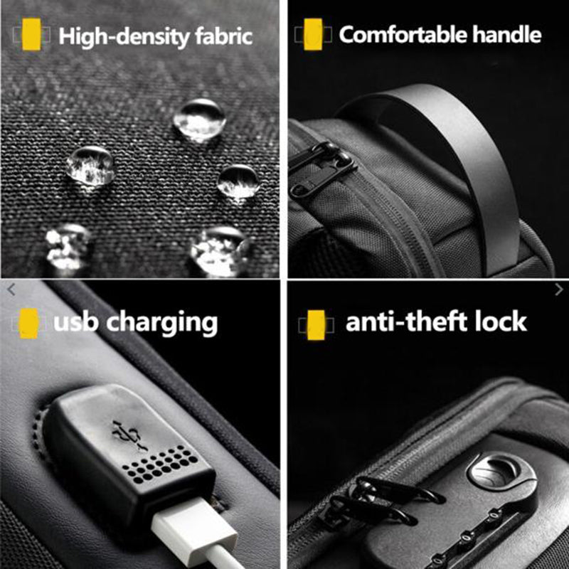 Waterproof USB Anti-theft Bag Men Oxford