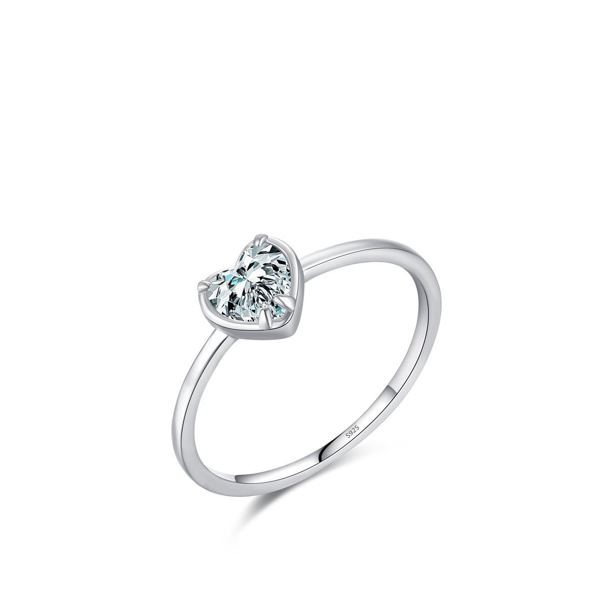 S925 Sterling Silver Sweet Heart Marriage Engagement Ring