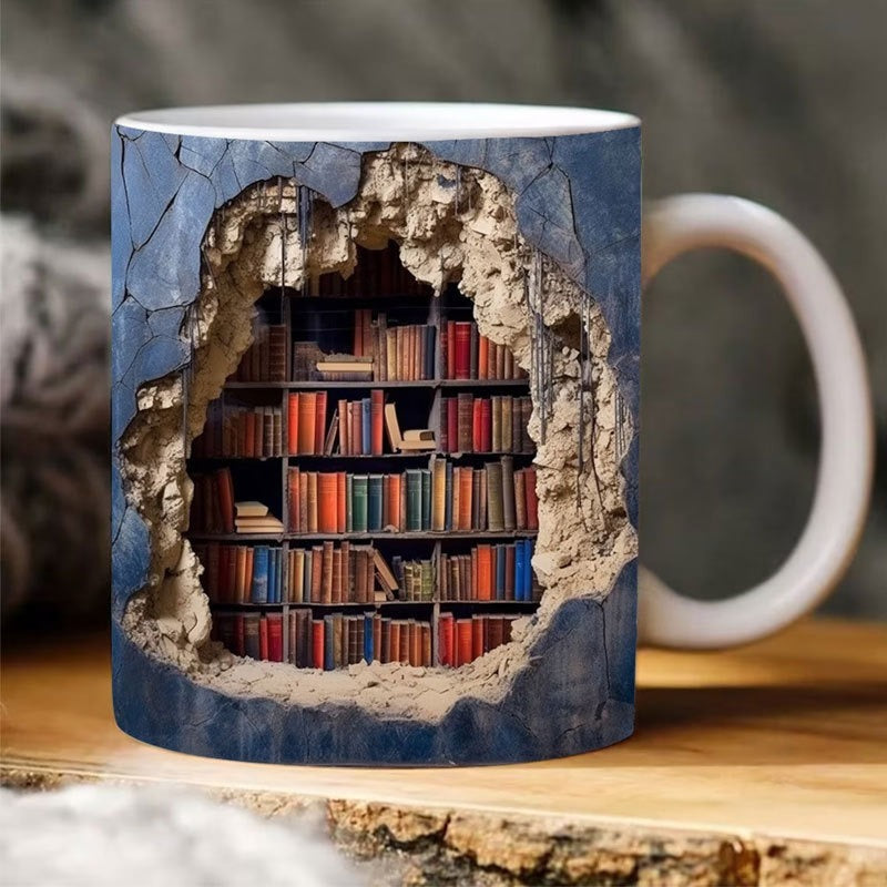 3D Bookshelf Mug Creative