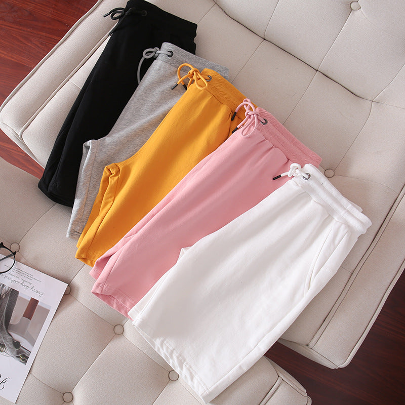 Sports Wide Leg Loose Casual Men's Combed Pure Color Cotton Shorts