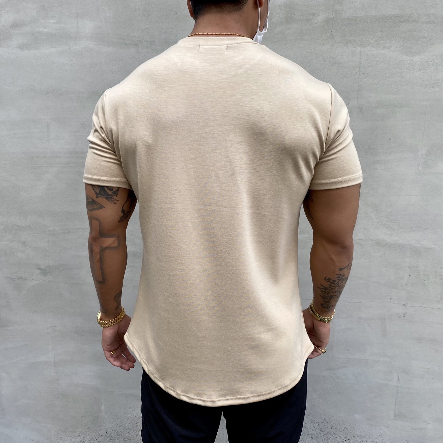 American Slim Fit Muscle Round Hem Short Sleeves