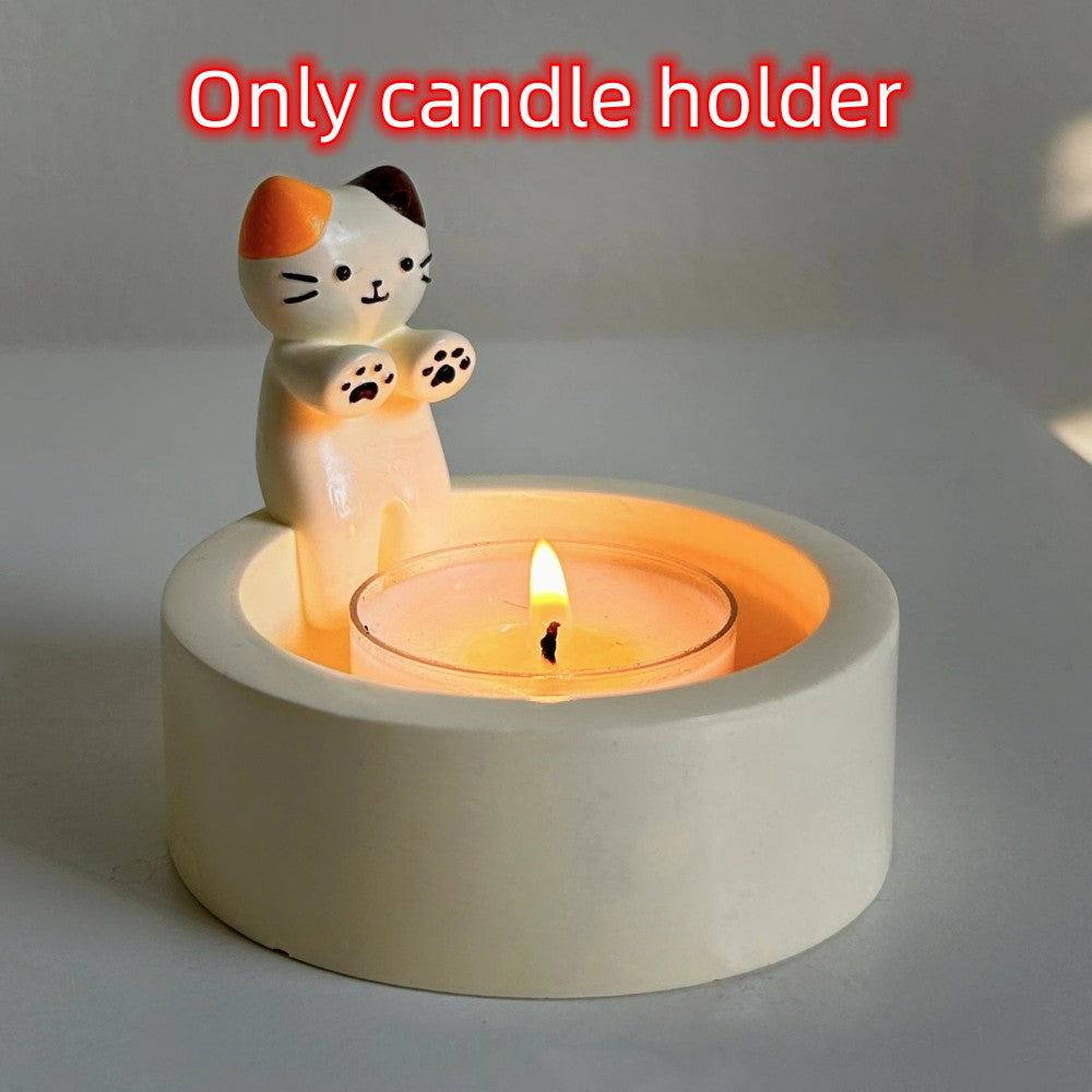 Cat Candlestick Holder Cute Kitten Candle Holder Creative Aromatherapy Candle Holder Home Desktop Decorative Ornaments