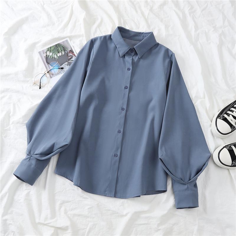 Lantern Sleeve Shirt Design Sense Niche Loose Long Sleeve Lapel Top