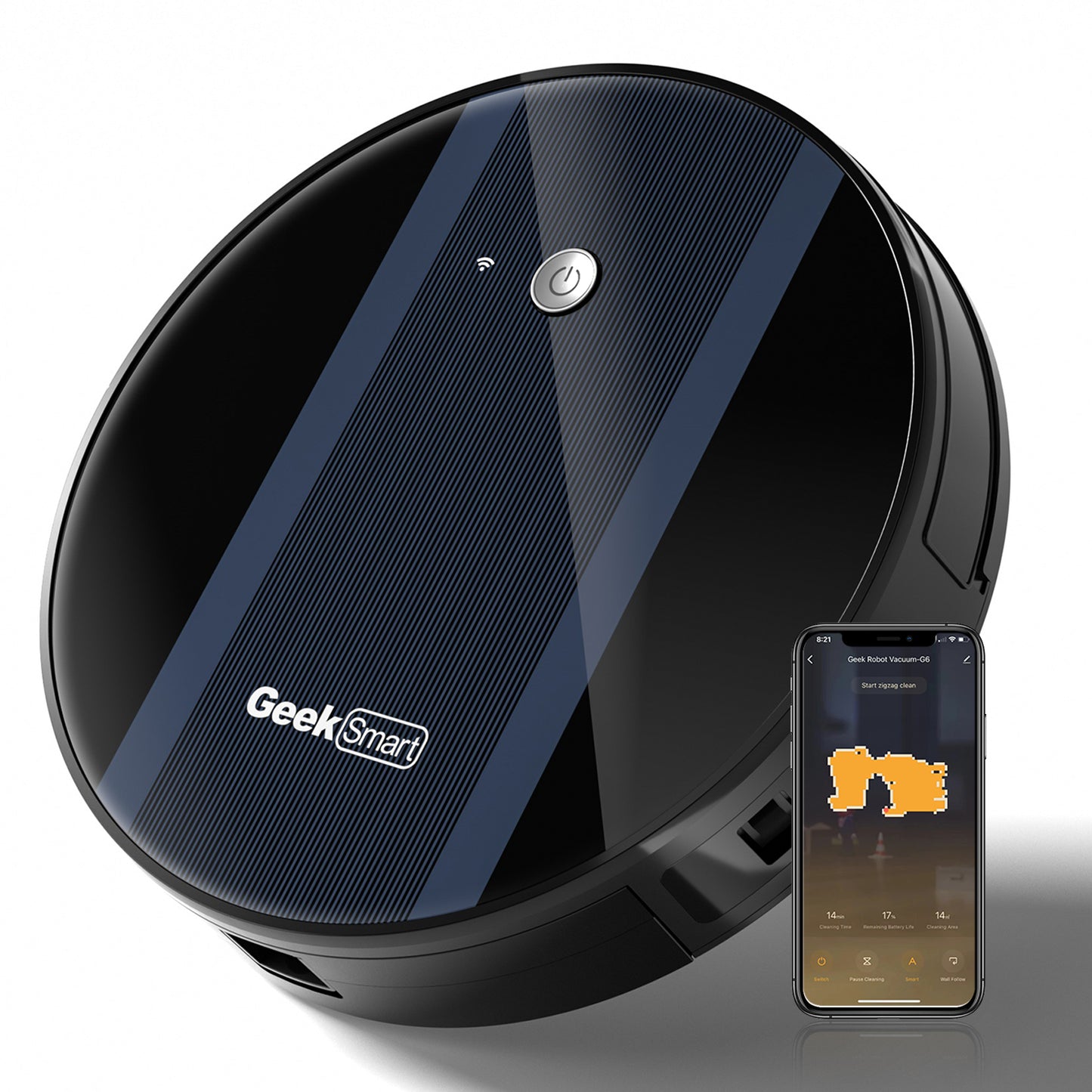 Geek Smart Robot Vacuum Cleaner G6 Plus, Ultra-Thin, 1800Pa, Great For Hard Floors To Carpets