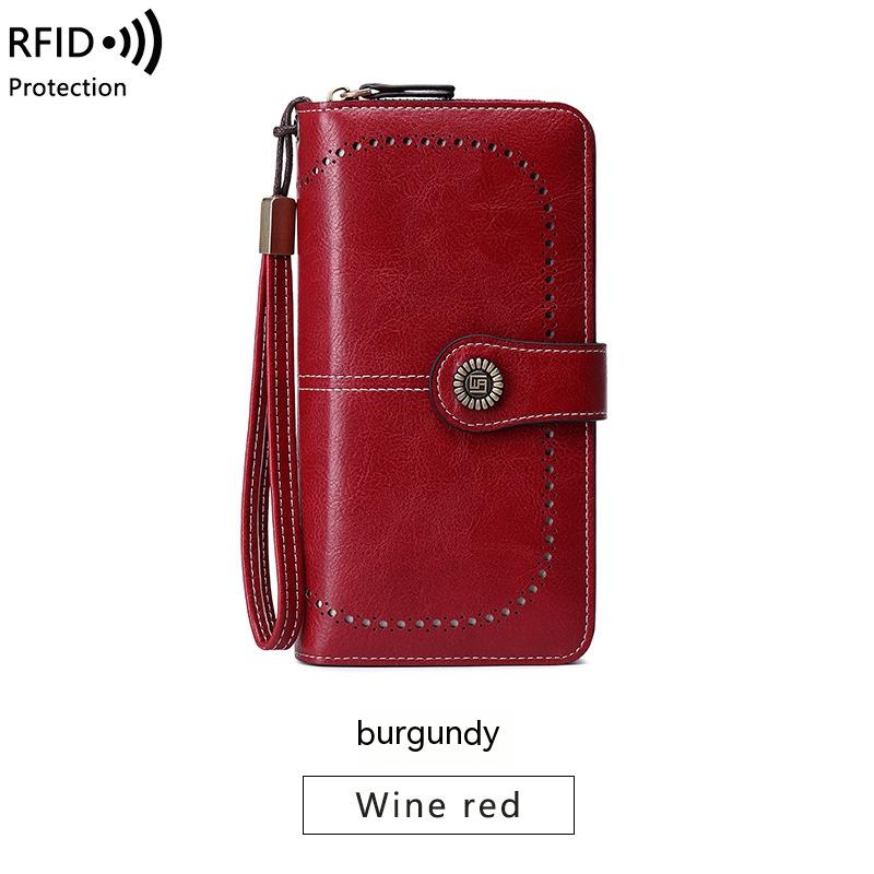 RFID Anti-magnetic Wallet Long Zipper Women's Large-capacity Handbag