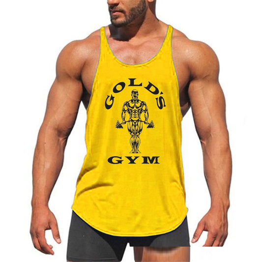 Gym Vest Fitness Men's Circular Lower Hem Spaghetti Strap I-shaped Vest