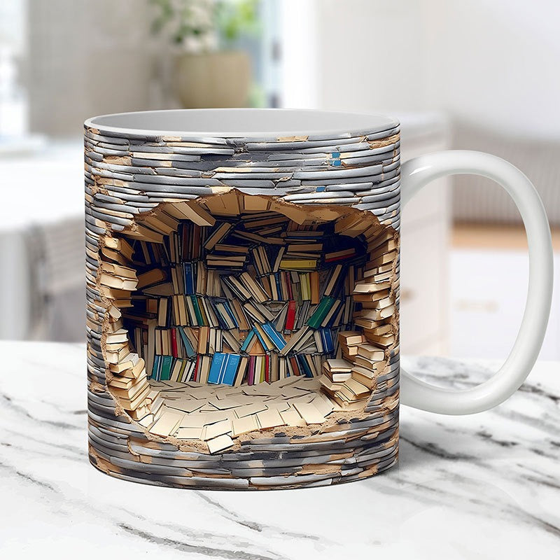 3D Bookshelf Mug Creative