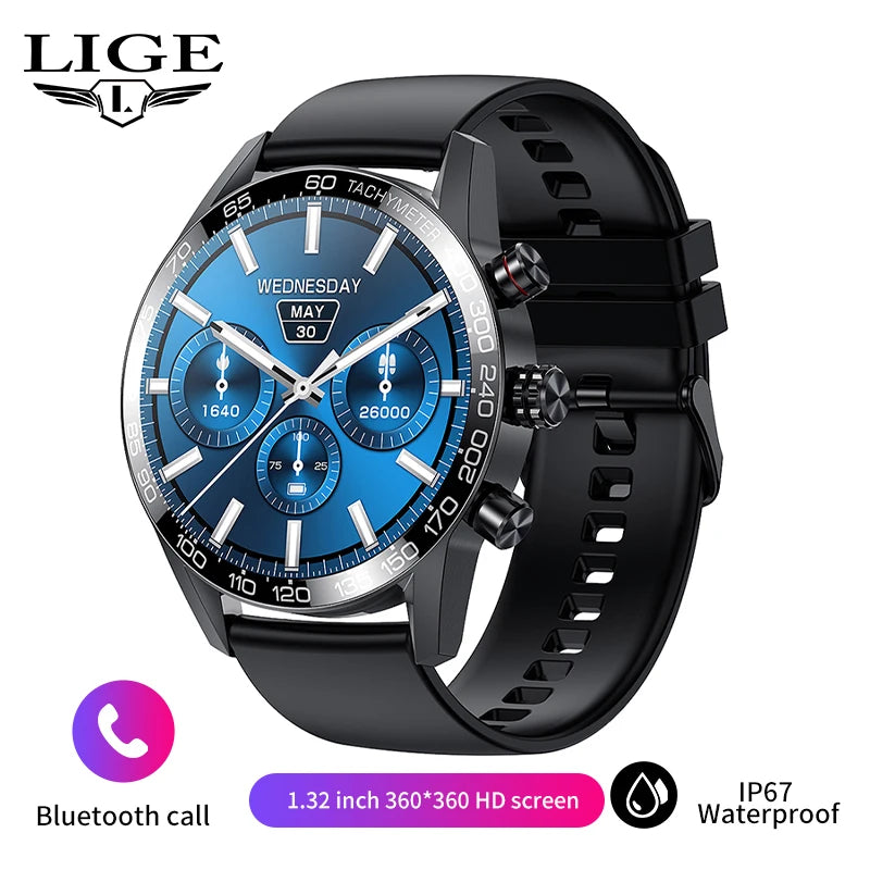 Lige 360 AMOLED HD Screen Watch For Men Smart Watch Bluetooth Calling Smartwatch 2023 Fashion Business Clock New Smartband Man