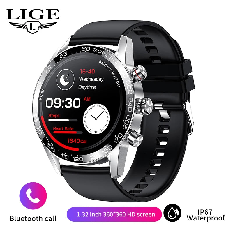 Lige 360 AMOLED HD Screen Watch For Men Smart Watch Bluetooth Calling Smartwatch 2023 Fashion Business Clock New Smartband Man