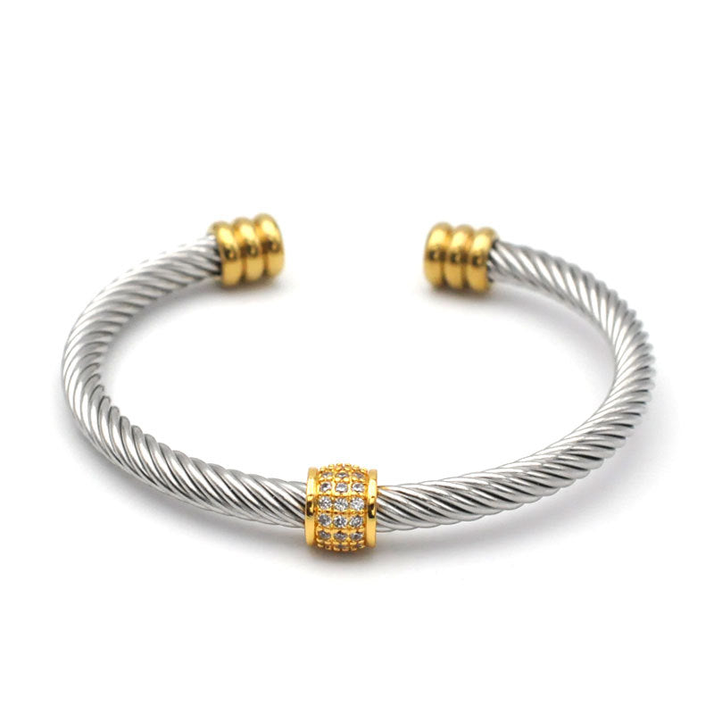 Titanium Steel Twisted Wire Room Gold Opening Bracelet Stainless Steel