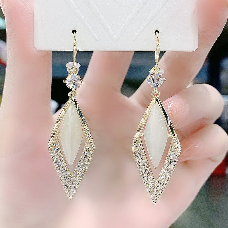 Diamond Opal Geometric Earrings