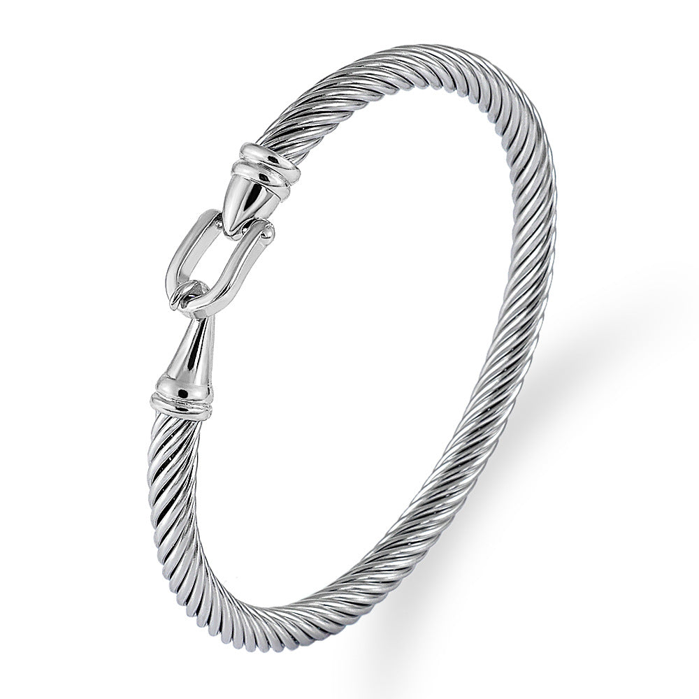 Titanium Steel Twisted Wire Room Gold Opening Bracelet Stainless Steel