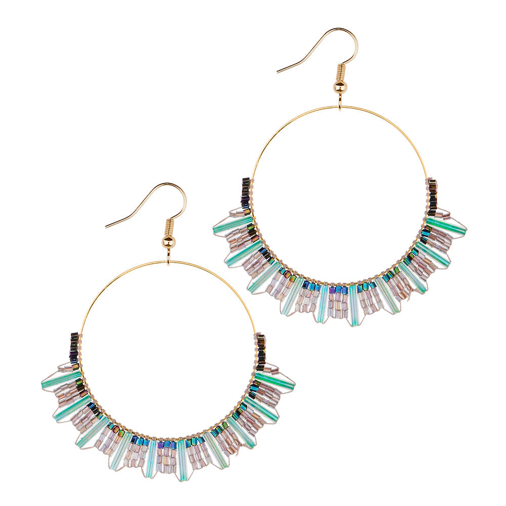 New Bead Earrings Wave Ethnic Style Niche Retro Circle Beaded