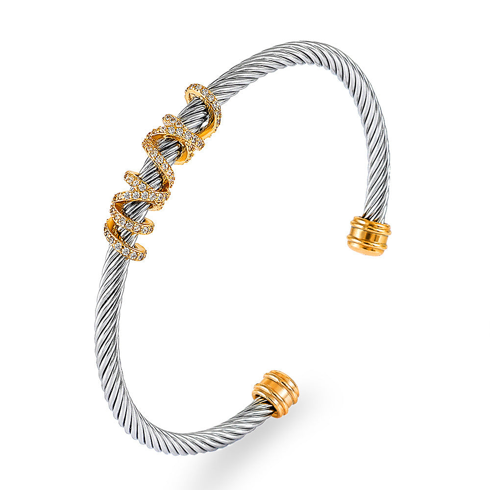 Titanium Steel Twisted Wire Room Gold Opening Bracelet Stainless Steel