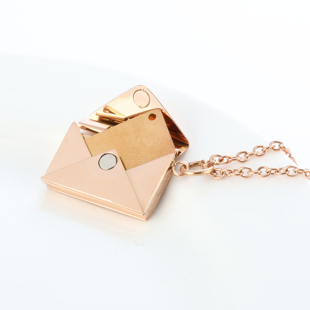 Peach Heart Envelope Necklace Couple Female