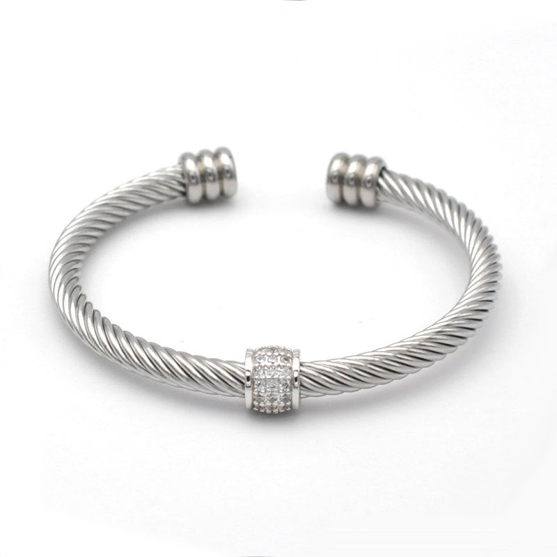 Titanium Steel Twisted Wire Room Gold Opening Bracelet Stainless Steel