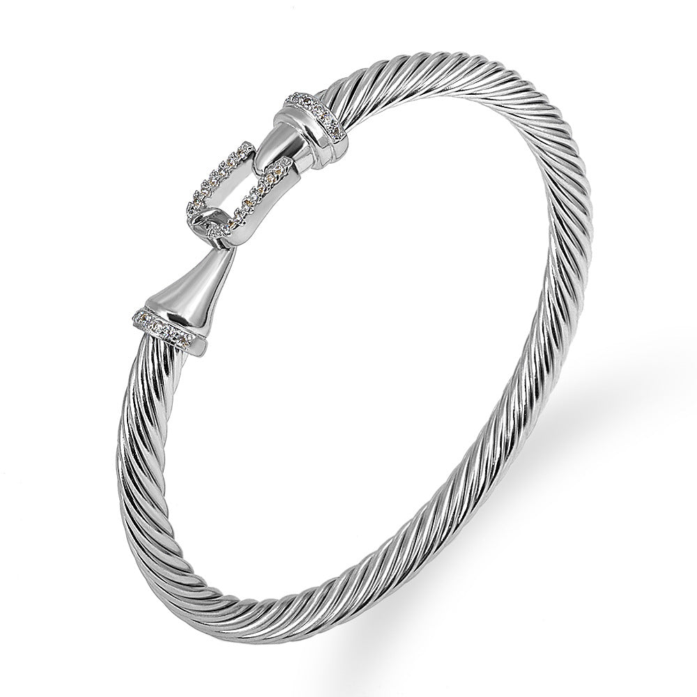 Titanium Steel Twisted Wire Room Gold Opening Bracelet Stainless Steel