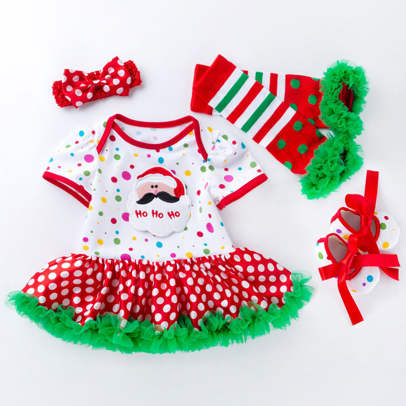 Children's Clothing Christmas Baby's Gown 4-piece Set