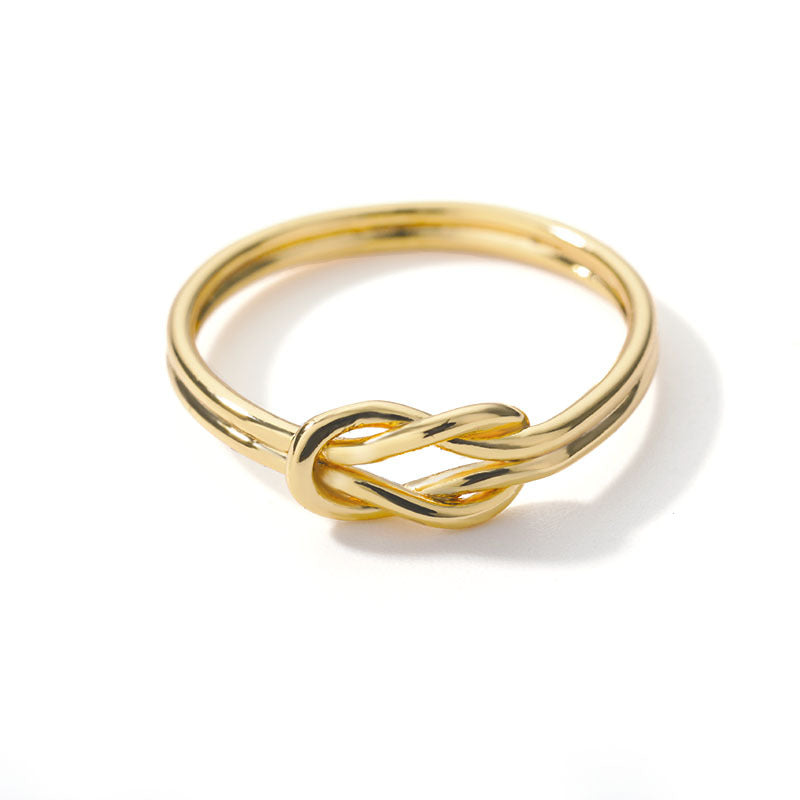 Simple New Knotted Line 18k Gold Zircon Ring Women Infinity Ring Couple Gift Jewelry