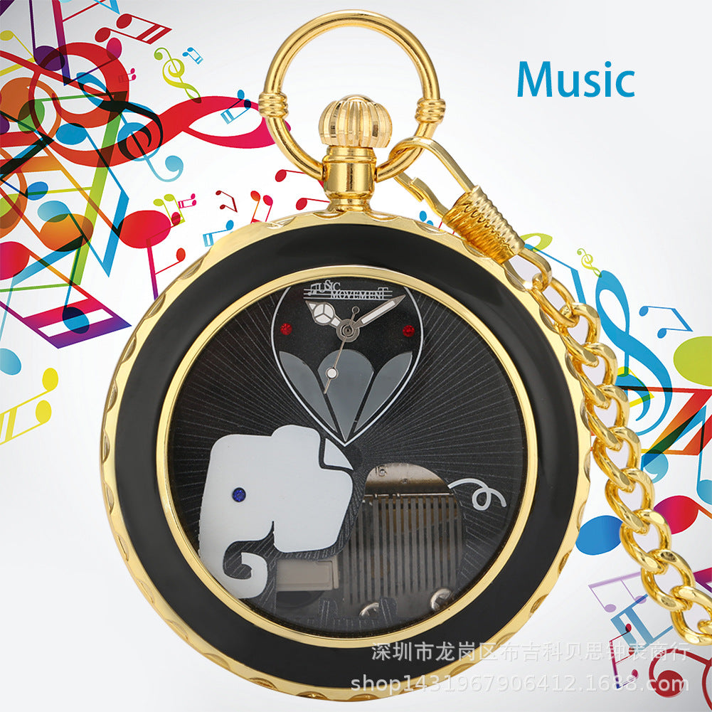 New Foreign Trade Product Creative Cartoon Quartz Music Pocket Watch-Swan Lake Music Box Pocket Watch