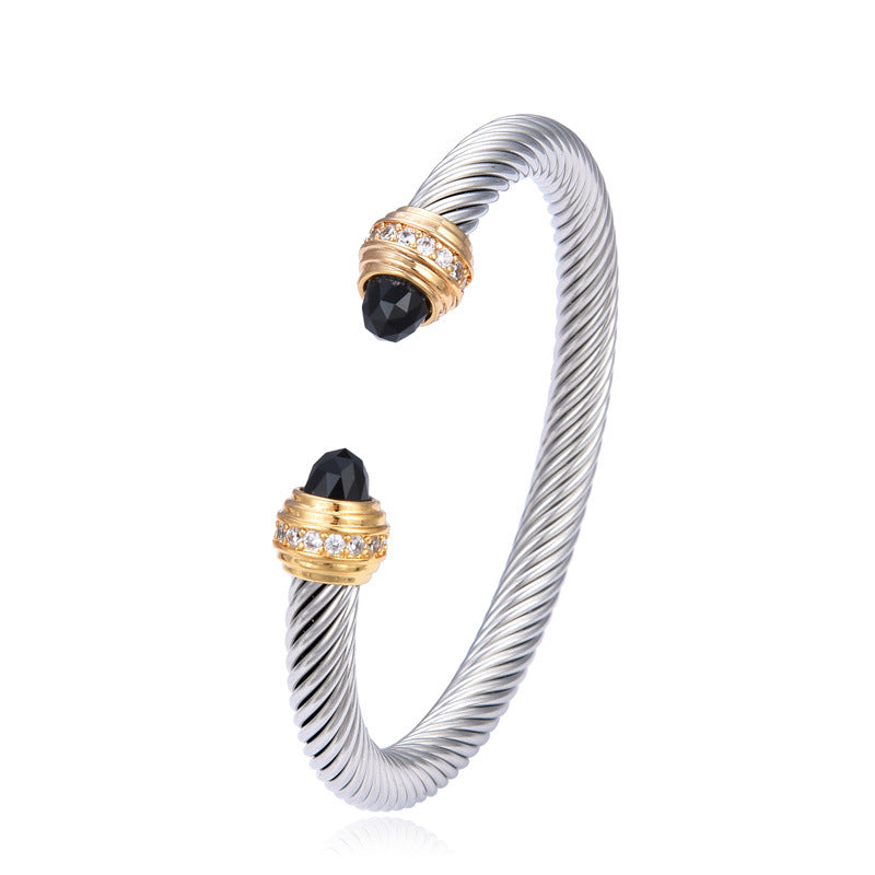 Titanium Steel Twisted Wire Room Gold Opening Bracelet Stainless Steel