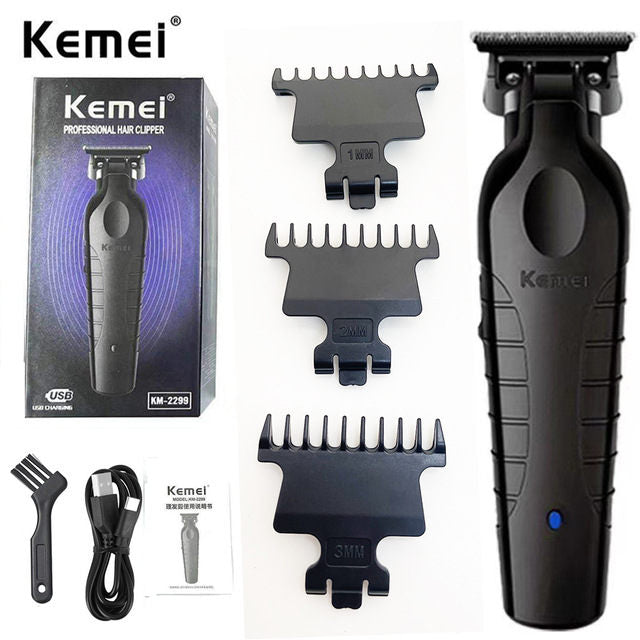 Kemei 2299 Barber Cordless Hair Trimmer 0mm Zero Gapped Carving Clipper Detailer Professional Electric Finish Cutting Machine