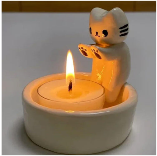 Cat Candlestick Holder Cute Kitten Candle Holder Creative Aromatherapy Candle Holder Home Desktop Decorative Ornaments