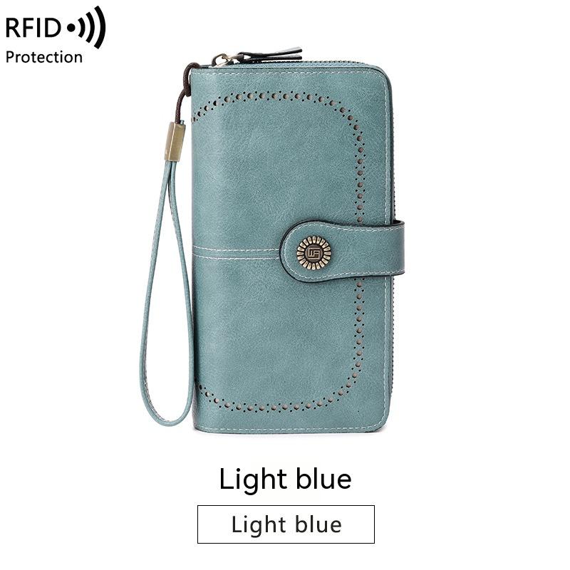 RFID Anti-magnetic Wallet Long Zipper Women's Large-capacity Handbag