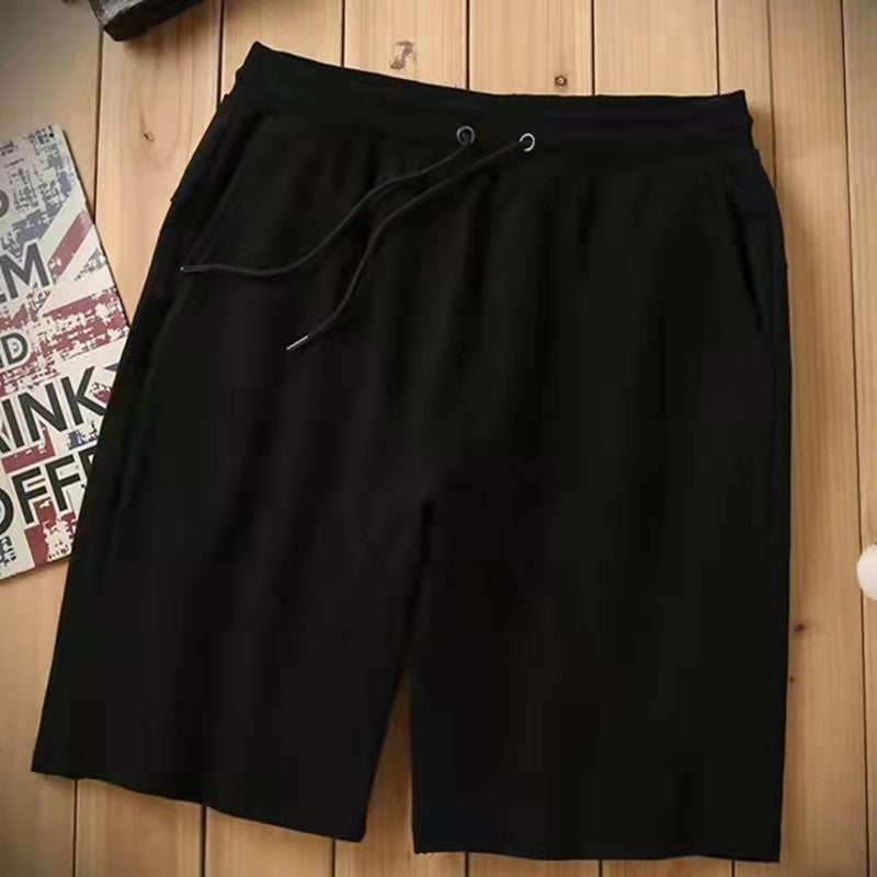 Sports Wide Leg Loose Casual Men's Combed Pure Color Cotton Shorts