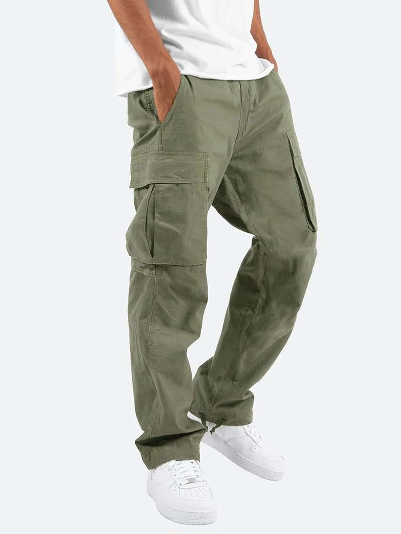 Men's Workwear Drawstring Multi-pocket Casual Pants