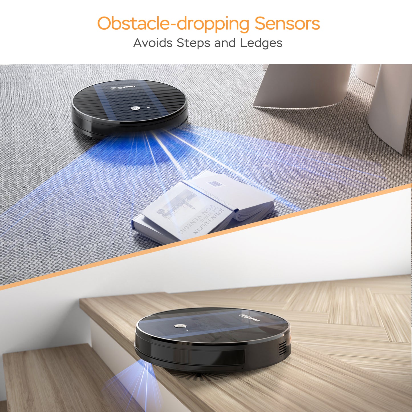 Geek Smart Robot Vacuum Cleaner G6 Plus, Ultra-Thin, 1800Pa, Great For Hard Floors To Carpets