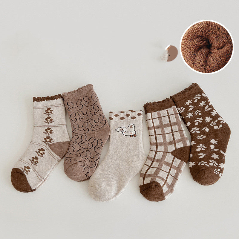 Children's Socks Thickened Warm Plaid Bear Children's Wool