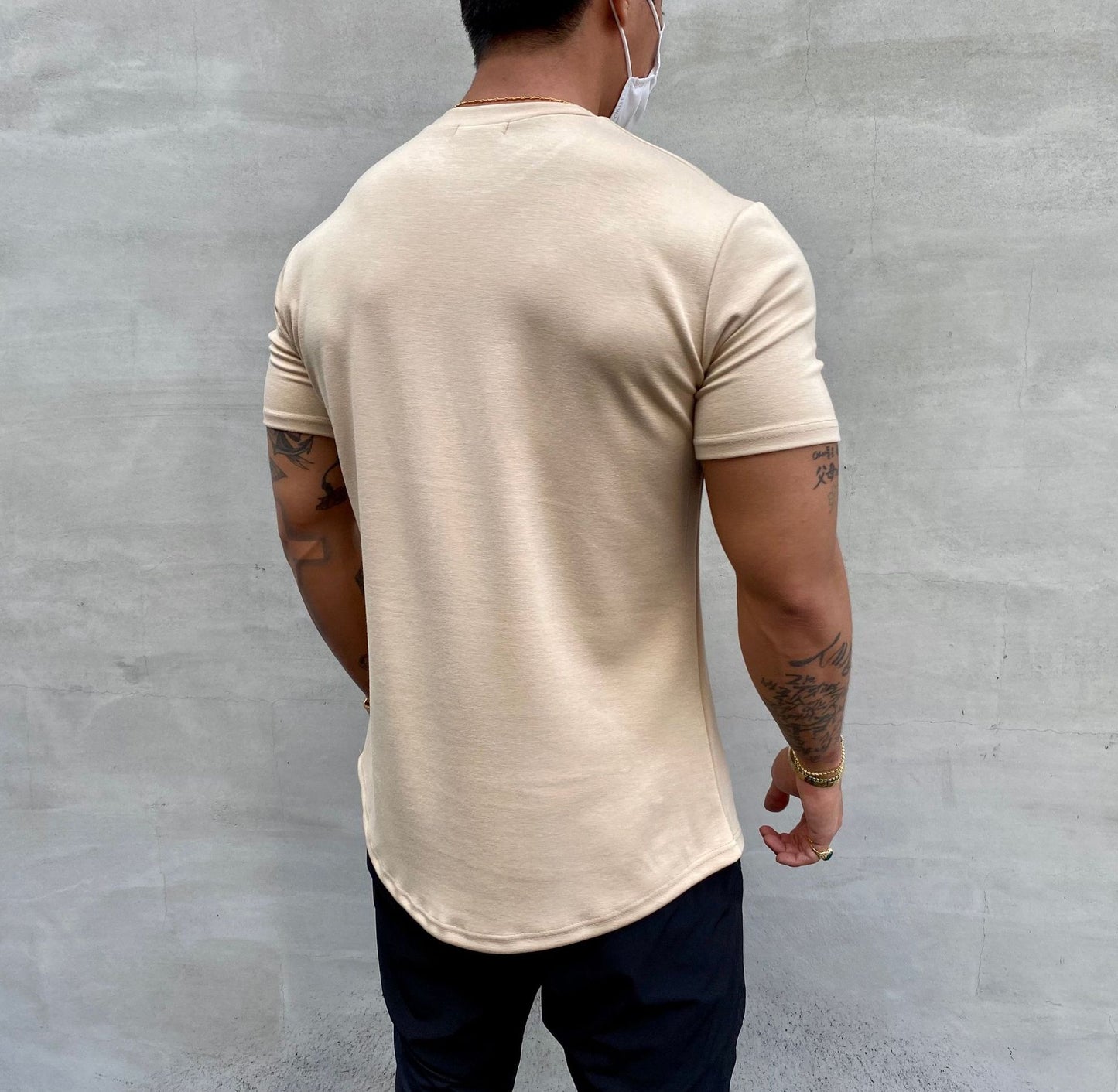 American Slim Fit Muscle Round Hem Short Sleeves